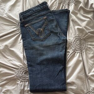 bebe Dark Blue Flare Jeans with Embroidered Pocket